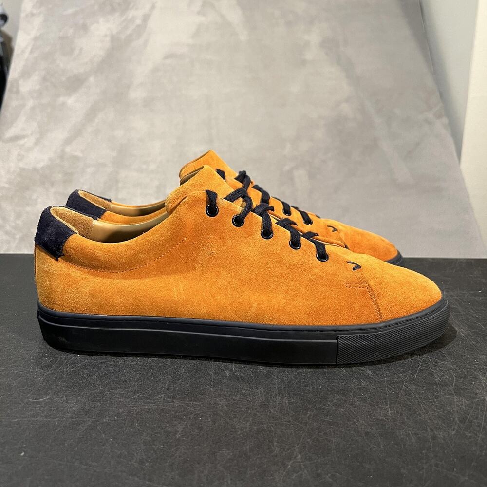 AZZUL Shoes Mens Size 13 Orange Suede Black Handmade Portugal Casual Low Top